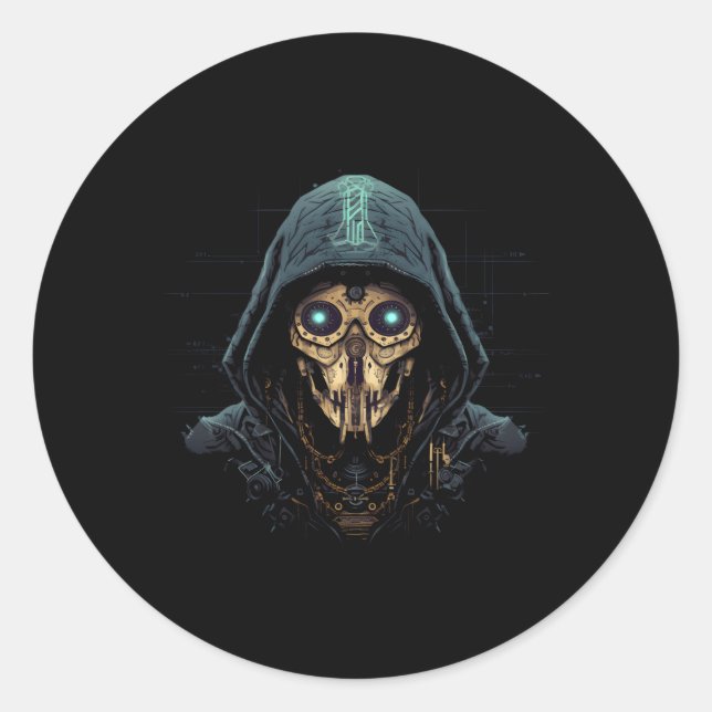 Sticker Rond Expert En Cybersécurité Pour Hacker Et Cyber W (Devant)