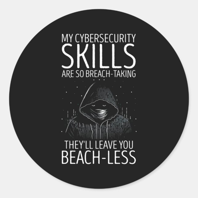 Sticker Rond Expert En Cybersécurité Pour Hacker Et Cyber W (Devant)