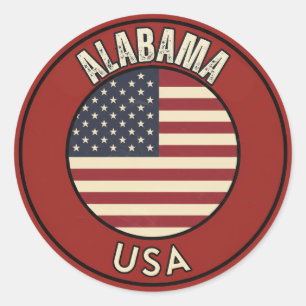 Sticker Rond Explorez l'Alabama - Aventure d'État 
