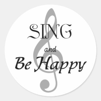 Sticker Rond Expressions musicales "CHANTER et être heureux"