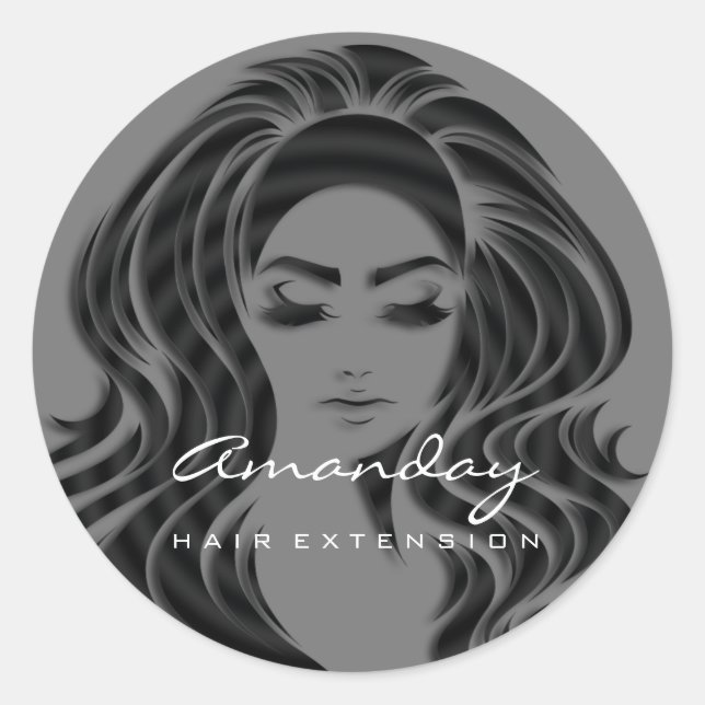 Sticker Rond Extension Liste de Styliste Maquillage Gris 16e (Devant)