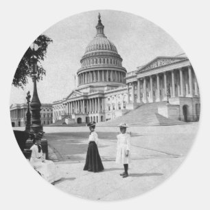 Sticker Rond Extérieur du bâtiment du Capitol avec des femmes