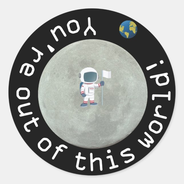 Sticker Rond Extrait De Cette Fête D'Anniversaire Des Astronaut (Devant)