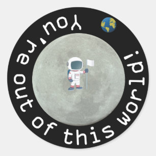 Sticker Rond Extrait De Cette Fête D'Anniversaire Des Astronaut