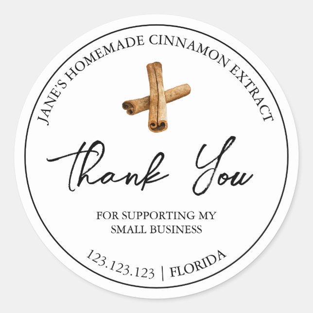 Sticker Rond Extrait de Merci simple maison de cannelle Étiquet (Devant)