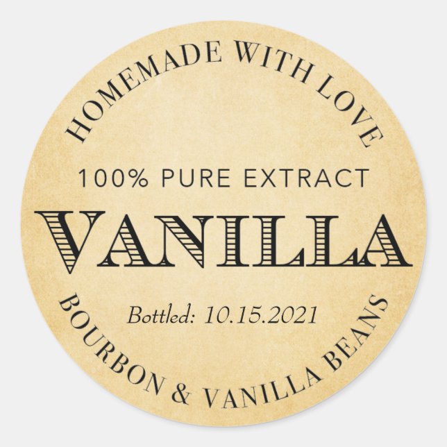 Sticker Rond Extrait de vanille personnalisé avec Bourbon VE005 (Devant)
