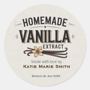 Sticker Rond Extrait de vanille vintage fait maison