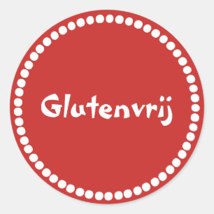 Sticker Rond Extrait rouge portant la mention "Sans gluten"