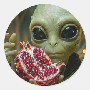 Sticker Rond Extraterrestre  Alien et Grenade  