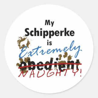Sticker Rond Extrêmement Naughty Schipperke