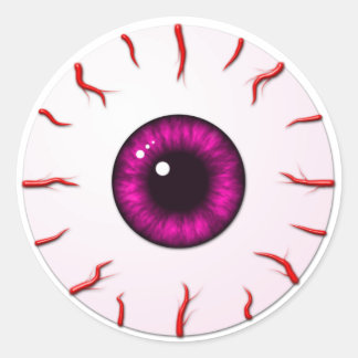 Sticker Rond Eyeball avec Iris rose et Veines rouges