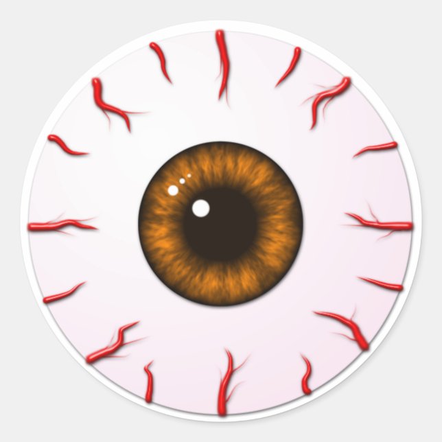Sticker Rond Eyeball avec orange Iris et rouge veines (Devant)