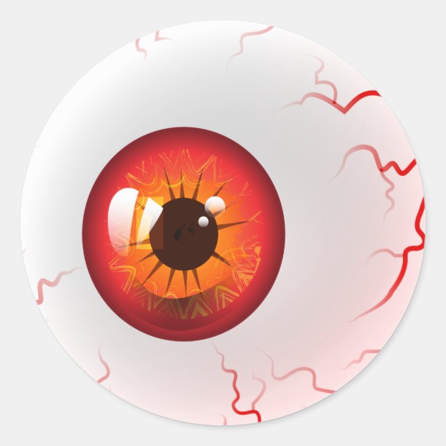 Sticker Rond Eyeball d'horreur rouge (Devant)