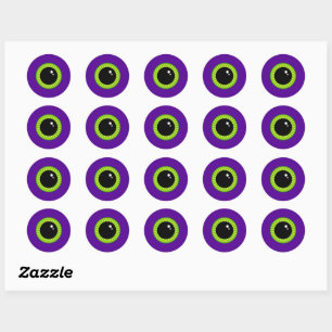 Sticker Rond Eyeball drôle de Monstre vert et pourpre