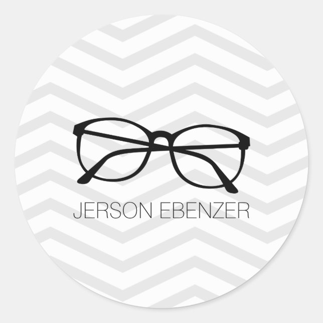 Sticker Rond Eyeglass Lecture Chevron Masculine (Devant)