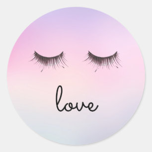 Sticker Rond Eyelashes amour Purple Pink Tie teinture