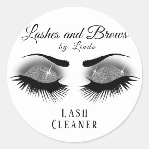 Sticker Rond Eyelashes Extension Cleaner Design - Argent