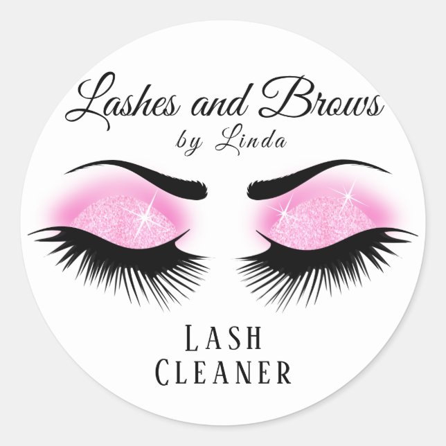 Sticker Rond Eyelashes Extension Cleaner Design - Rose (Devant)