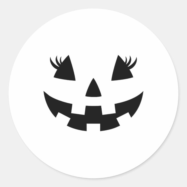 Sticker Rond Eyelashes Jack-o'-lantern Face Citrouille Hallowen (Devant)