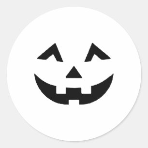 Sticker Rond Eyelashes Jack-o'-lantern Face Citrouille Hallowen