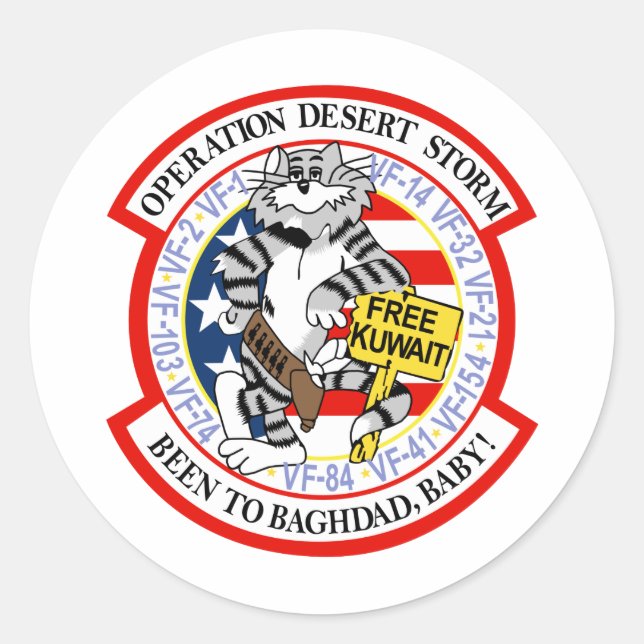 Sticker Rond F-14 Tomcat Opération Tempête du désert (Devant)