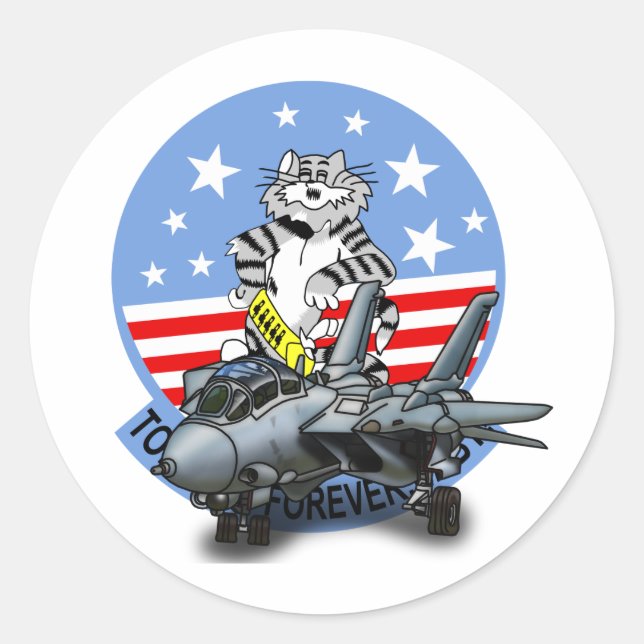 Sticker Rond F-14 TOMCAT pour toujours (Devant)