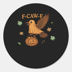 Sticker Rond F-Caw-F Halloween Rétro Classique