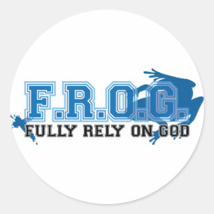 Sticker Rond F.R.O.G. - Pleinement confiance en Dieu (bleu)