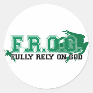 Sticker Rond F.R.O.G. - Pleinement dépendre de Dieu (vert)