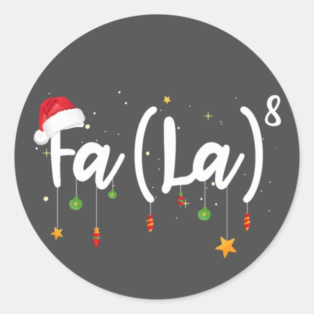 Sticker Rond Fa (La)8 Funky Noël Père Noël Fa-La Math (Devant)