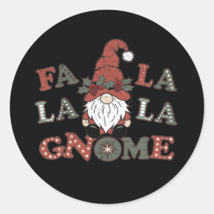 Sticker Rond Fa La La La Holly Gnome Noël désorganisé