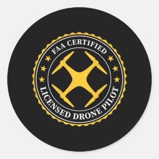 Sticker Rond FAA Certified Licensed Drone Pilot - BACK DESIGN
