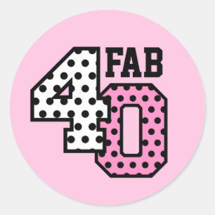Sticker Rond FAB 40th Birthday PINK POIS V02J