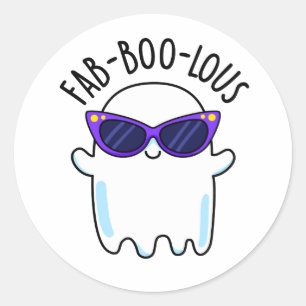 Sticker Rond Fab-Boo-Lous Drôle Pun Fantôme