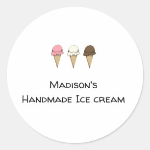 Sticker Rond Fabricant de glace artisanale simple personnalisab