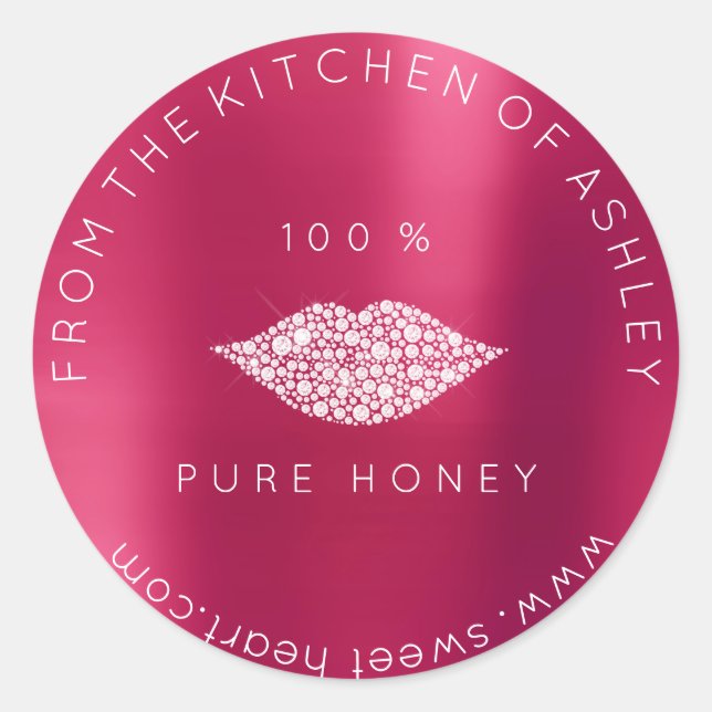 Sticker Rond Fabriqué à 100 % miel de cuisine Lèvres blanches M (Devant)