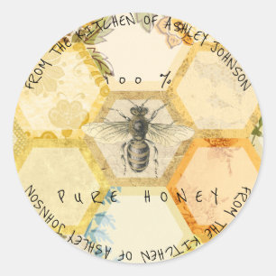 Sticker Rond Fabriqué À 100 % Miel De La Cuisine Bee