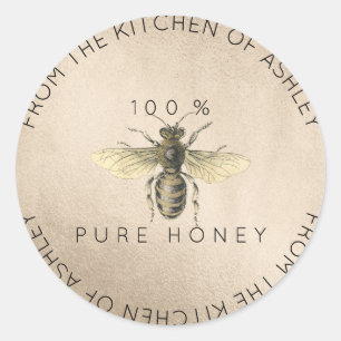 Sticker Rond Fabriqué À 100 % Miel De La Cuisine Titane
