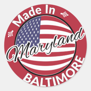 Sticker Rond Fabriqué à Baltimore Maryland USA Drapeau