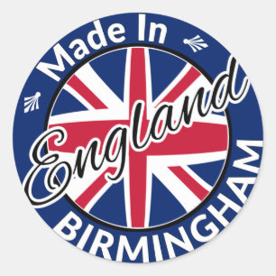 Sticker Rond Fabriqué à Birmingham Angleterre Union Jack Drapea