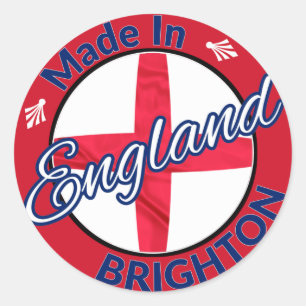 Sticker Rond Fabriqué à Brighton Angleterre St George Drapeau