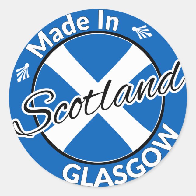 Sticker Rond Fabriqué à Glasgow Scotland Saltire Flag (Devant)
