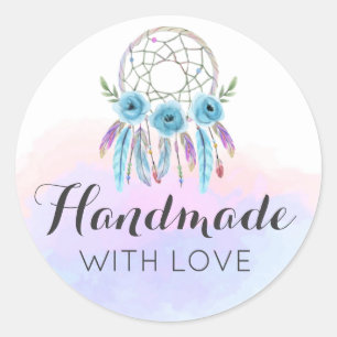 Sticker Rond Fabriqué à la main avec Love Dreamcatcher Aquarell