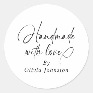 Sticker Rond Fabriqué à la main avec un script d'amour Petite e