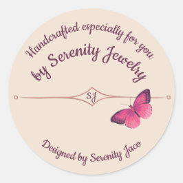 Sticker Rond Fabriqué à la main par With Purple Butterfly