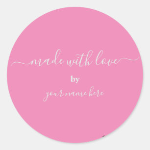 Sticker Rond Fabriqué à la main Simple mignonne tendance rose