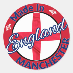 Sticker Rond Fabriqué à Manchester Angleterre St George Drape
