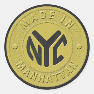Sticker Rond Fabriqué À New York Manhattan
