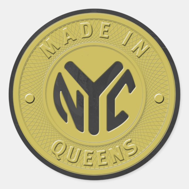 Sticker Rond Fabriqué À New York Queens (Devant)