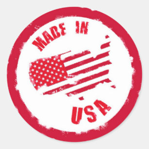 Sticker Rond Fabriqué aux Etats-Unis design de tampon caoutchou